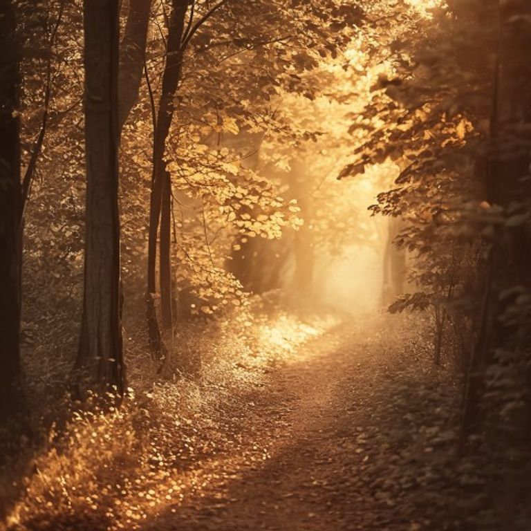 Bospad met zonlicht tussen de bomen